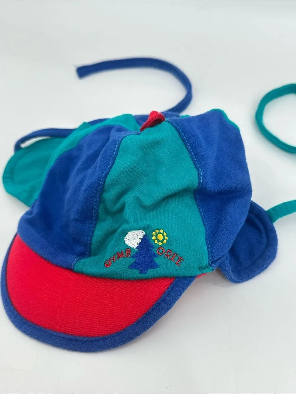 Vintage Gymboree Colorblock Ear Flap Hat Baby Toddler Blue Green Red 90s